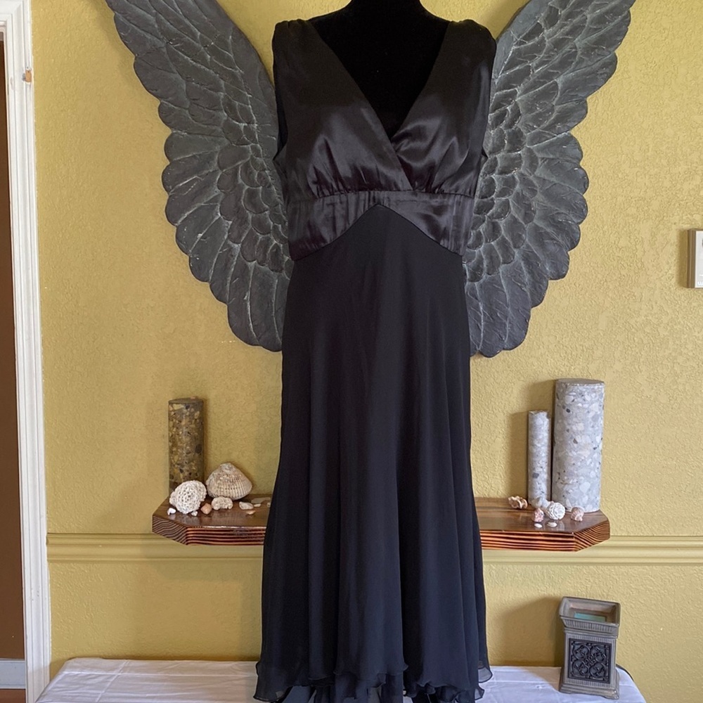 Connected Apparel Black Satin Top Dress
